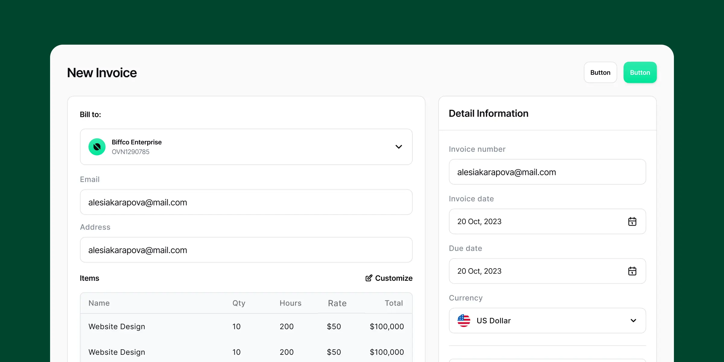 New invoice UI